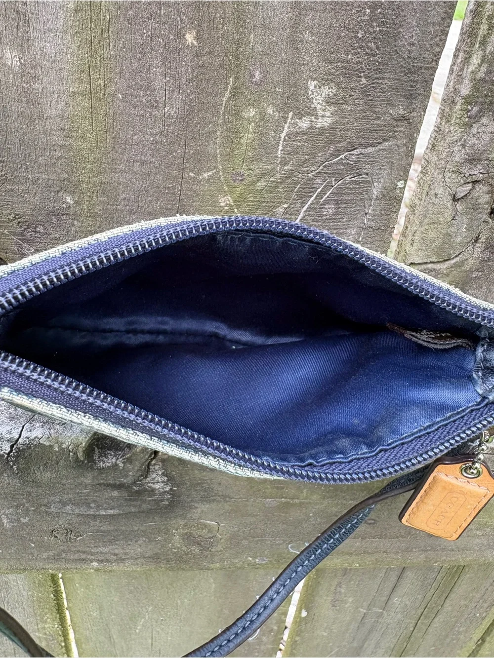 Coach Denim Wristlet Pouch in Blue
